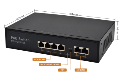 Product size: SF42P | Unmanaged 10/100mbps PoE Switch 4 Port