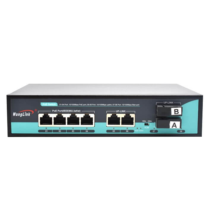 Feature image: SF422P | Unmanaged Fast-Ethernet Poe-Netzwerk-switch 4 port mit 2 RJ45 und 2 Fiber Port Uplink