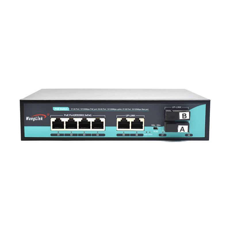 Feature image: SF422P-SC | Unmanaged 10/100mbps Poe 4-Port-Switch mit 2 Ethernet-Uplink und 2 Fiber Port