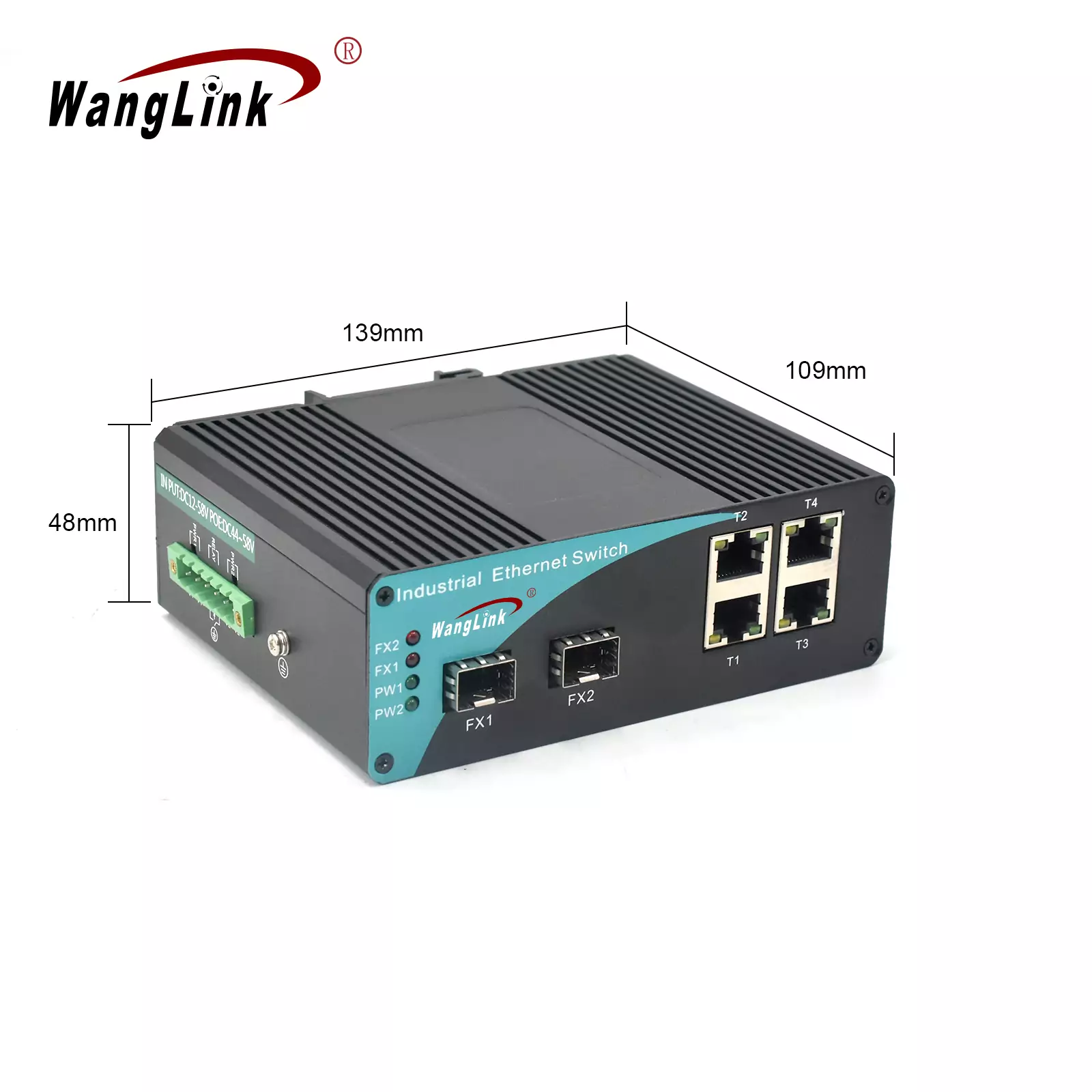 Product size: ISG402P | Industrial Gigabit PoE-Switch 4 port 2 SFP/LC/SC/FC/ST