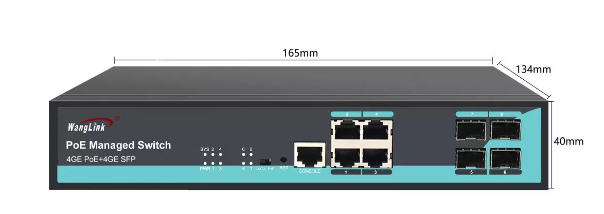 Product size: SG404MP | Gigabit-Switch Managed PoE 4 Port 4 SFP