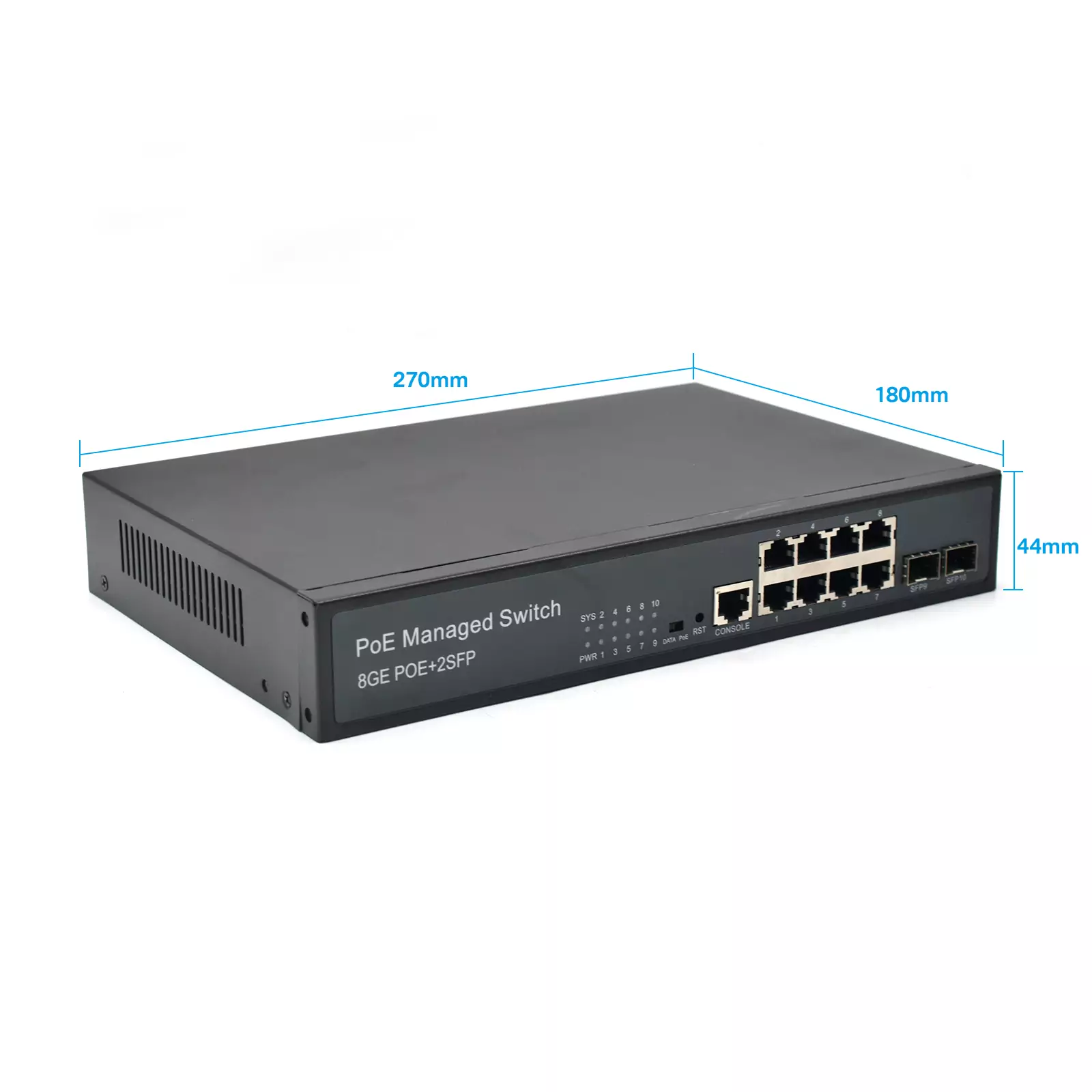 Product size: SG802MP | Gigabit Managed Switch PoE 8 Port 2 SFP