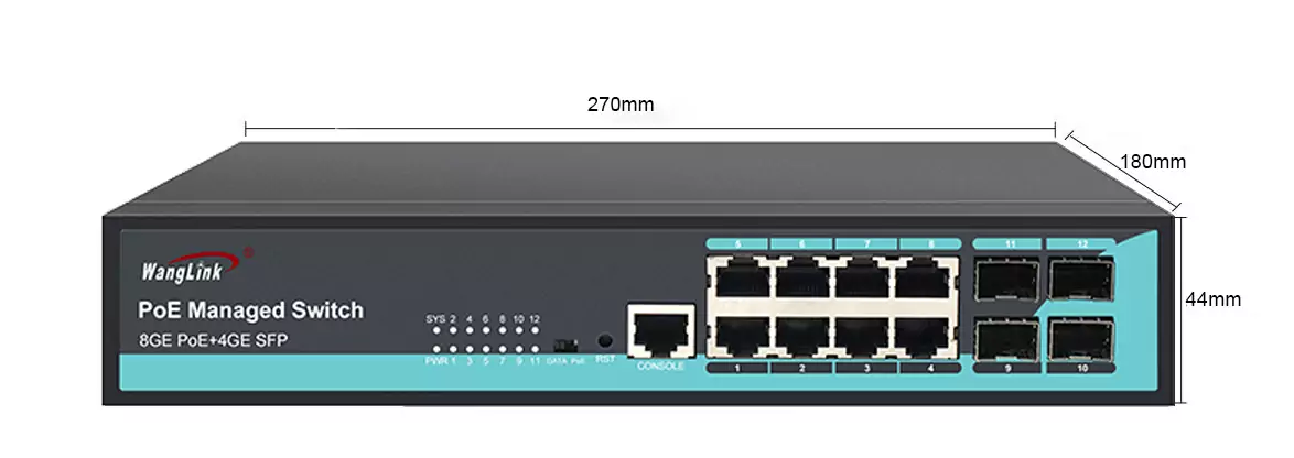Product size: SG804MP | Gigabit-PoE-Switch-Managed 8 Port 4 SFP