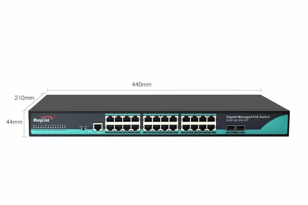 Product size: SG2402MP | Gigabit 24-Port Managed PoE-Switch mit 2 SFP