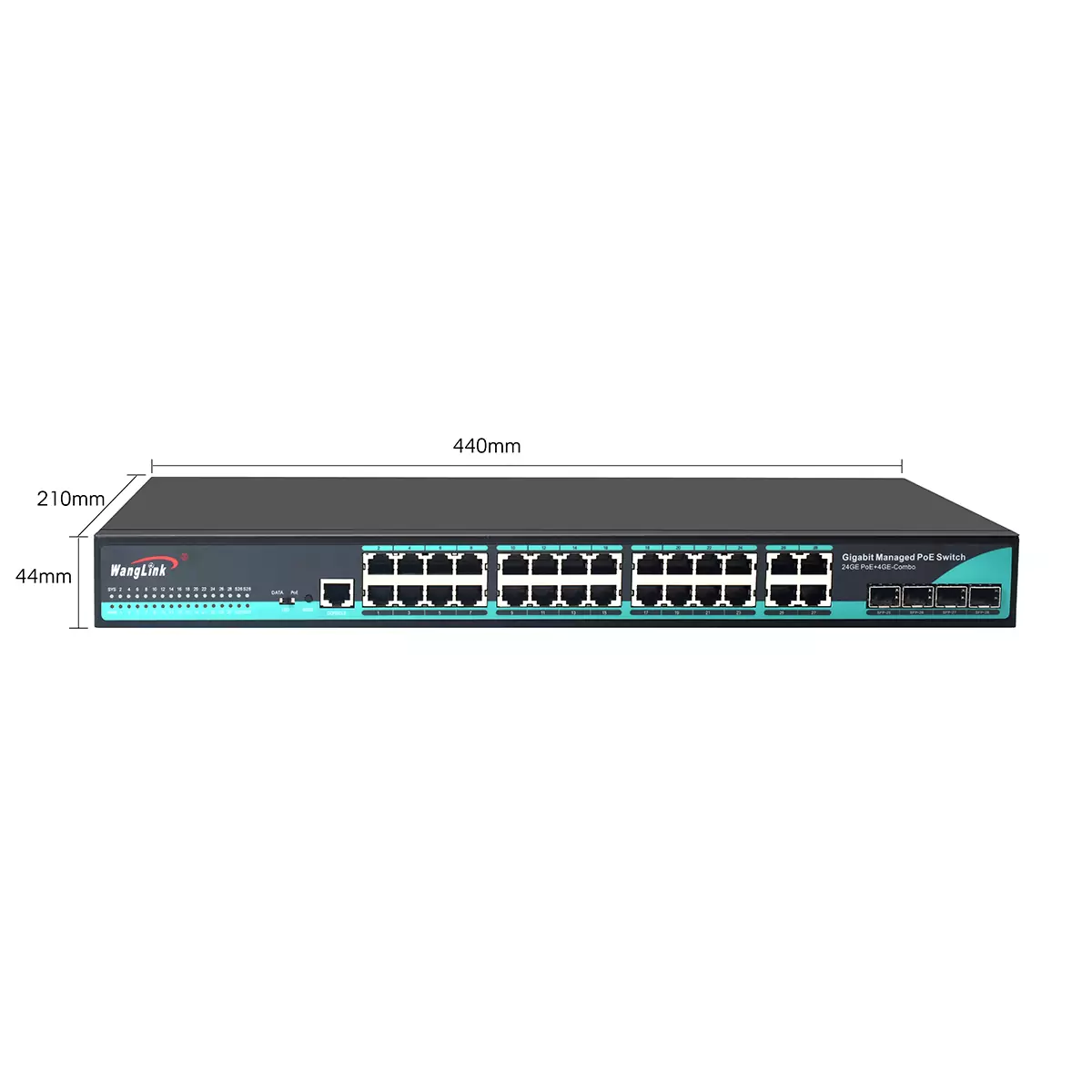 Product size: SG2404MP | Gigabit Managed PoE-Switch 24-port mit 4 SFP