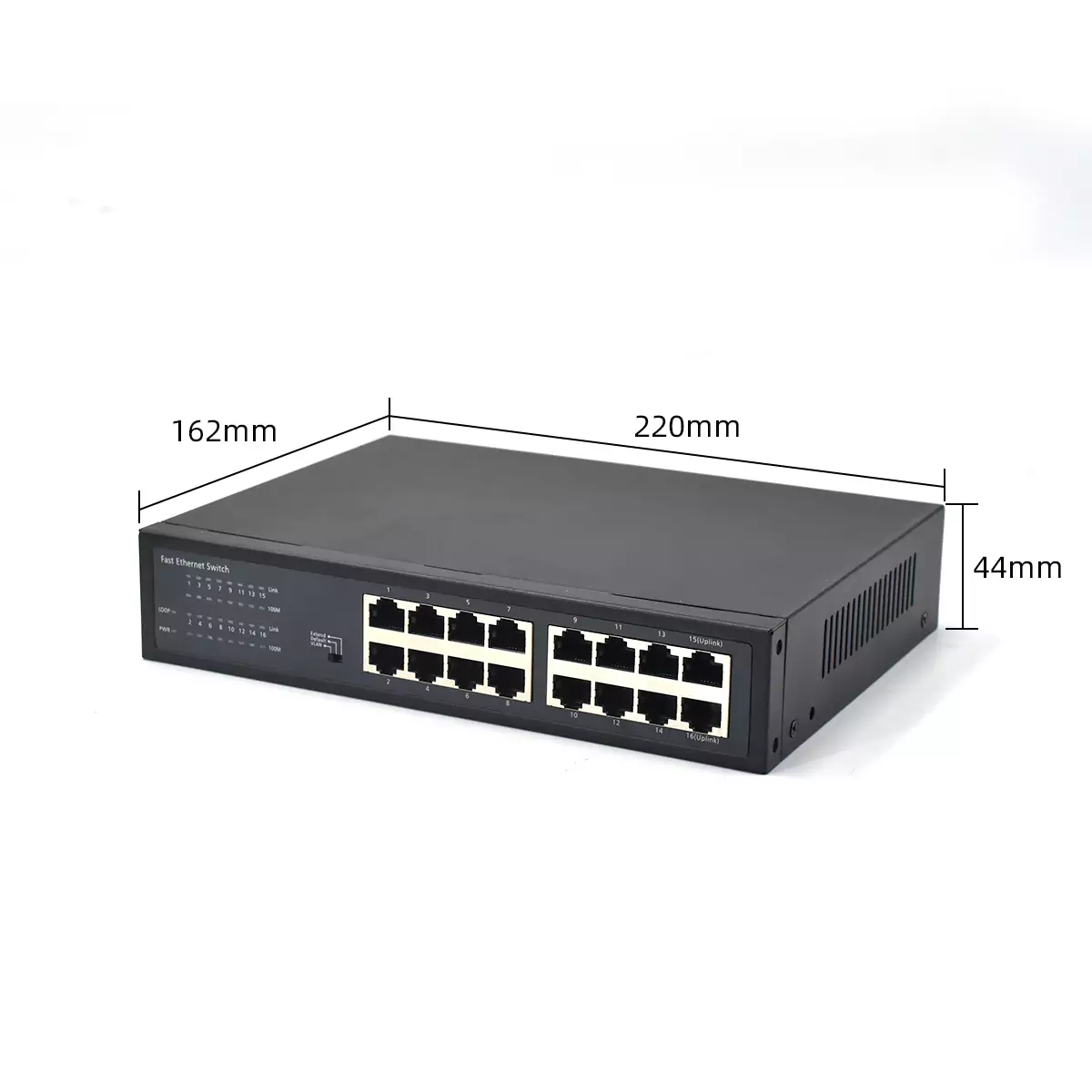Product size: SF16-V2 | Fast-ethernet-Unmanaged 16 port ethernet switch