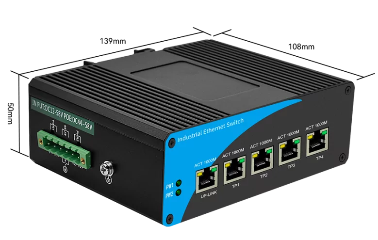 Product size: ISG410 | 5-port industrial ethernet switch