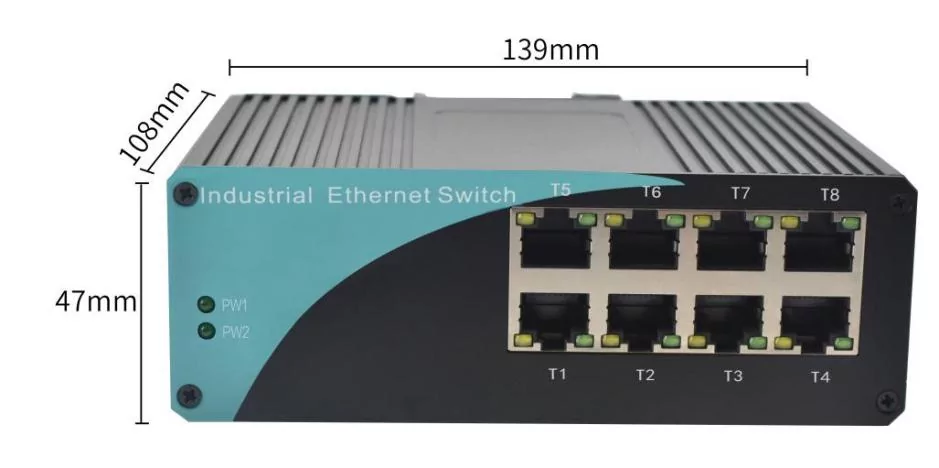 Product size: ISG08 | Gigabit 8 Port industrielle ethernet-switches