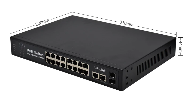 Product size: SG1622P | Gigabit unmanaged poe switch 16-port 2 uplink-2 sfp/lc/sc/fc/st