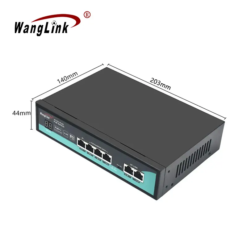 Product size: SG42P-V2 | Gigabit-unmanaged 4-Kanal poe switch 2 uplink mit power-rate-display-Funktion