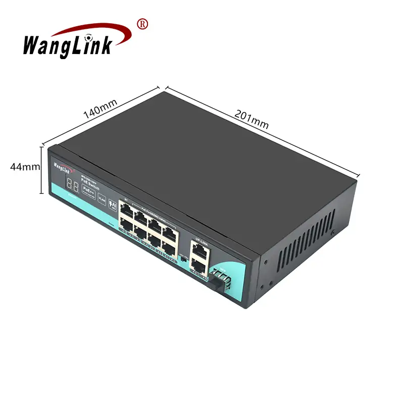 Product size: SL821P-V2 | Fast-ethernet-Unmanaged 8 ports poe Schalter 2 gigabit uplink 1 SFP