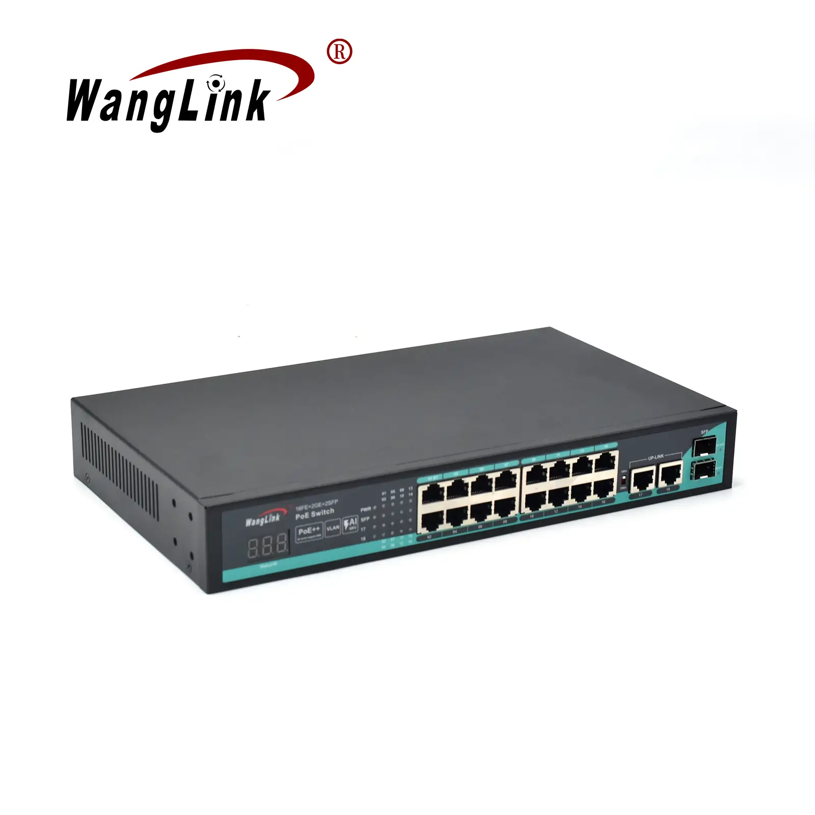 Product gallery: SL1622P-V2 | Fast ethernet 16-port-poe-Netzwerk-switch mit 2 Gigabit-uplink 2 SFP