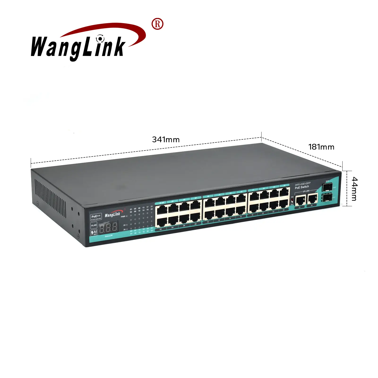Product size: SL2422P-V2 | Unmanaged fast-ethernet poe-switch mit 24 Ports 2 gigabit uplink 2 SFP