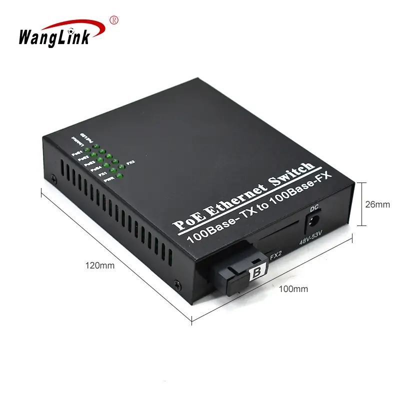Product size: CF401P | 10/100 Mbps 4 RJ45-1 fiber port media Konverter Faser-zu-ethernet-poe