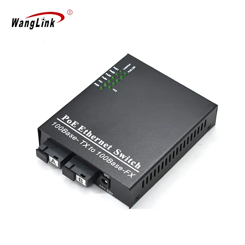 CF402P | 10/100mbps fiber media converter with poe 4 RJ45 2 Fiber Port