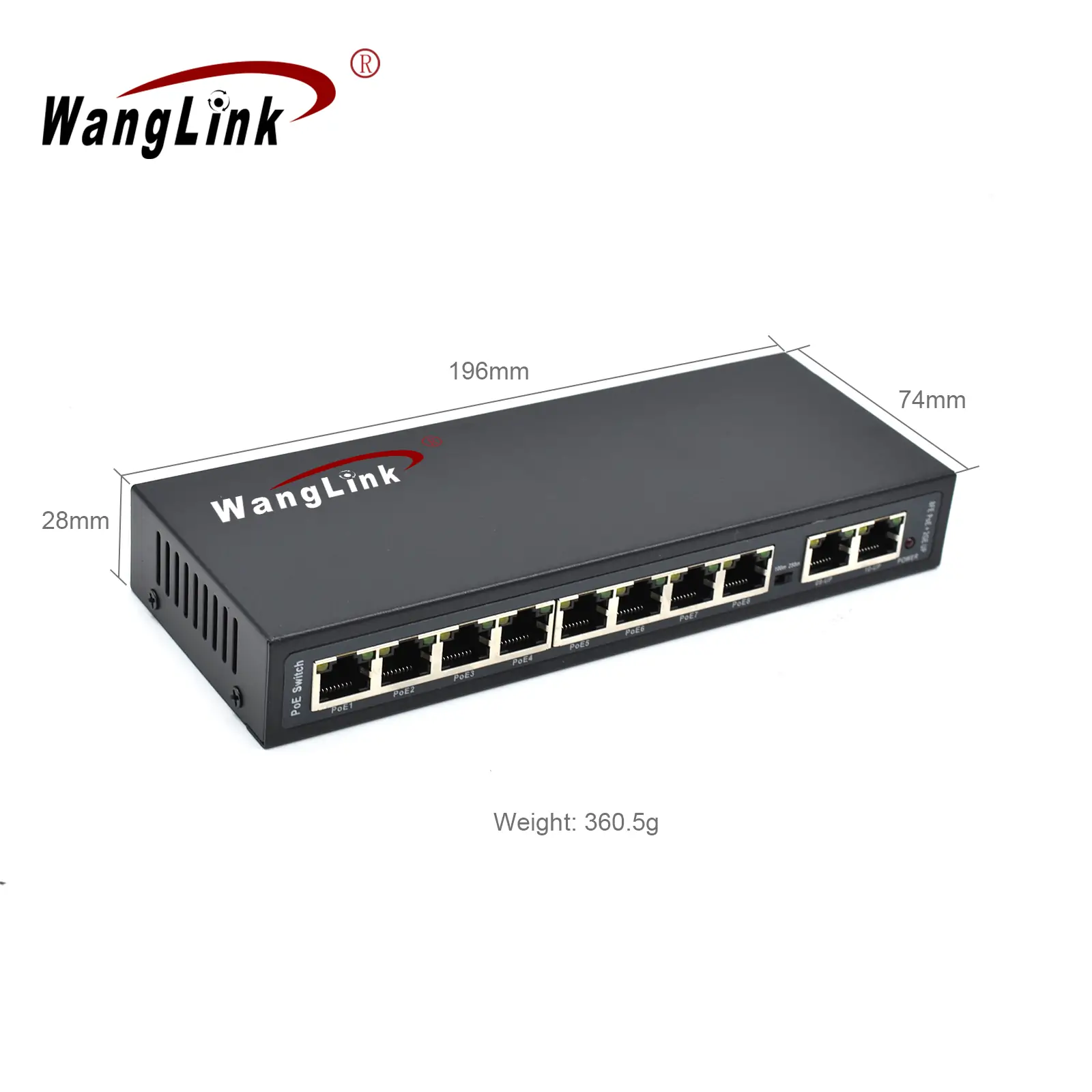 Product size: SL82P-E | Unmanaged Fast ethernet switch poe 8 ports mit 2 Gigabit uplink
