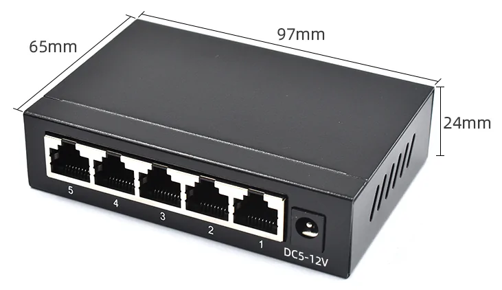 Product size: SF05P-E | Unmanaged Fast ethernet 5-port-poe-switch