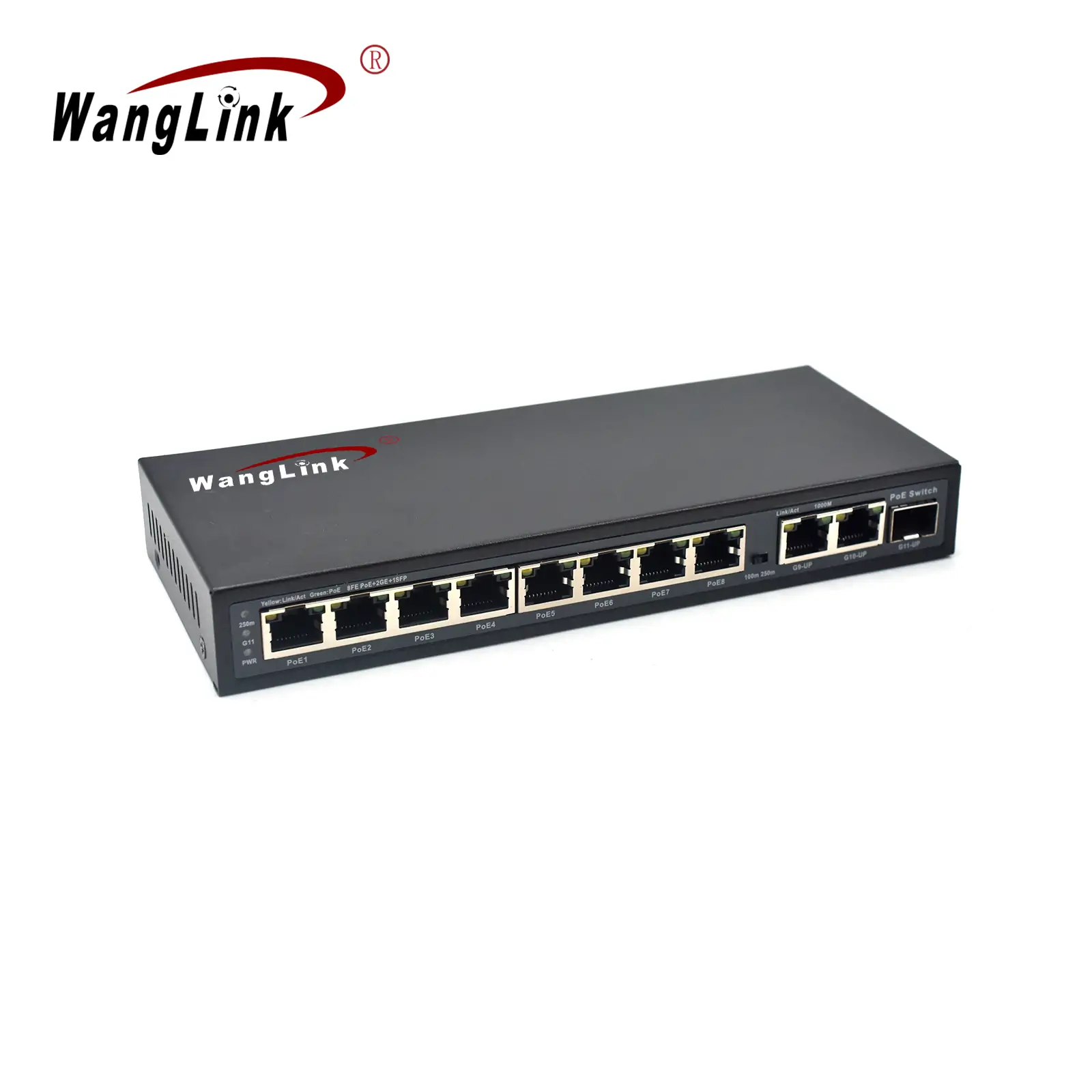 Product gallery: SL821P-E | Fast ethernet poe 8-port switch 2 Gigabit uplink 1 SFP