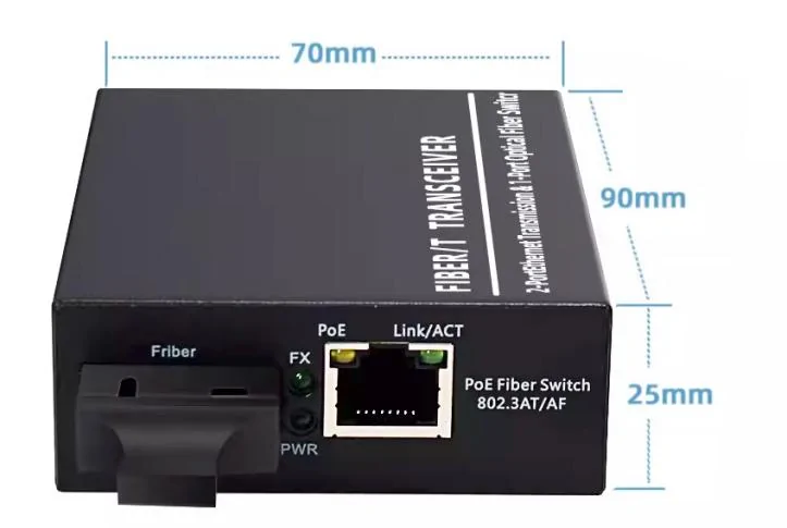 Product size: CF101P | 10/100Mbit / s 2-port-poe-powered media converter