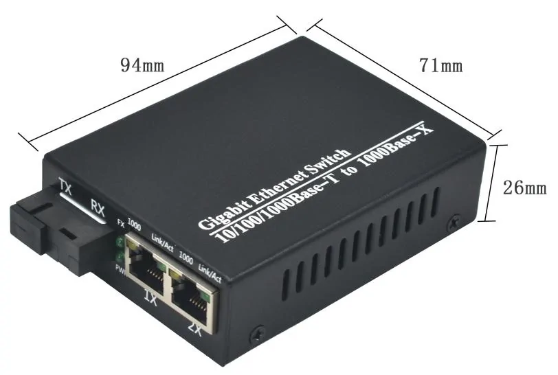 Product size: CG201P | Gigabit Medien-Konverter mit poe-2 RJ45 1 LWL-port