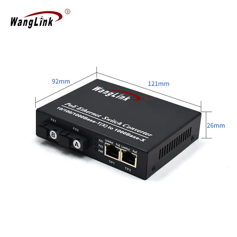 Product size: CG202P | Gigabit media converter mit poe-Ausgang in 2 RJ45 2 SC Fiber port
