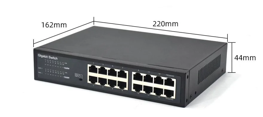 Product size: SG16-MINI – | Gigabit 16-port unmanaged ethernet switch