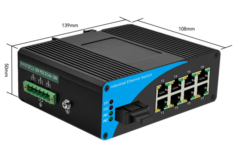Product size: ISF801 | Fast ethernet industrial unmanaged switch 8 Port 1 SFP/SC/FC/LC