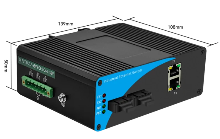 Product size: ISF202 | Fast-ethernet-unmanaged industrielle Netzwerk-switch-2 Port 2 SFP – /SC/LC/FC