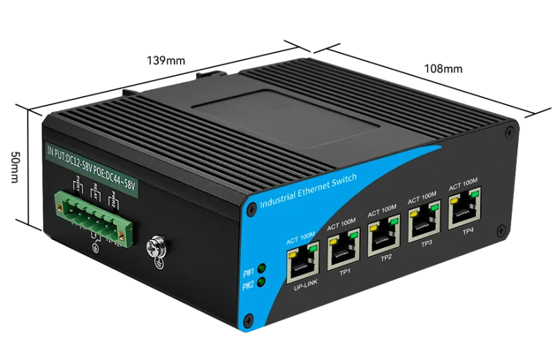 Product size: ISF410 | Fast-ethernet-unmanaged 4 port industrial ethernet switch mit 1 Uplink