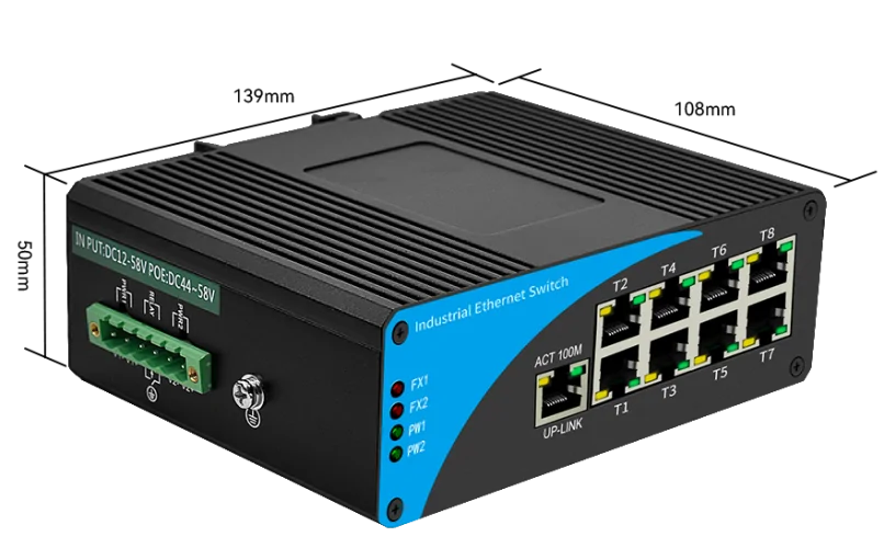 Product size: ISF810 | Fast-ethernet industrial ethernet switch 8 port mit 1 Uplink