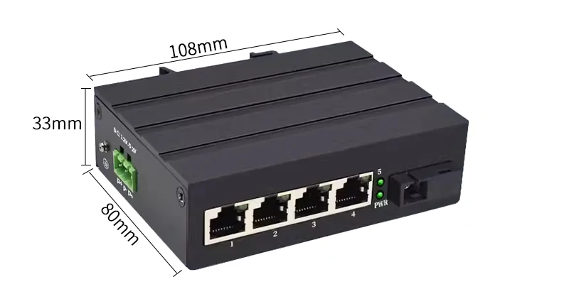 Product size: ISF401-1005 | Unmanaged 4 port industrial switch 1 SFP/SC/LC/FC/ST