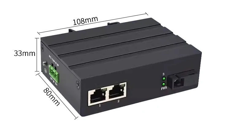Product size: ISG201-2005 | Unmanaged 2 Port RJ45 industrielle gigabit-switch 1 SFP/SC/LC/FC