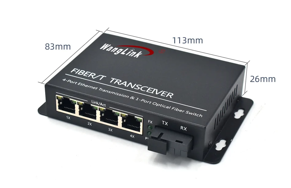 Product size: CF401 | Wall mount 4 Port RJ45 1 SFP/SC/LC/FC/ST fiber media converter