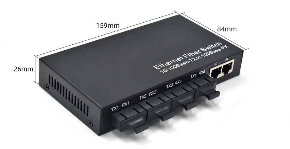 Product size: CF204 | 2 Port 4 SFP RJ45/SC/LC/FC/ST Faser-zu-ethernet-Medien-Konverter