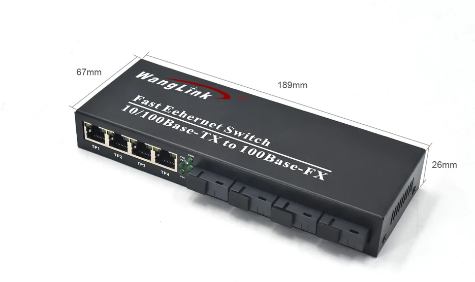 Product size: CF404 | Medienkonverter Faser zu ethernet 4-Port 4 SFP RJ45/SC/FC/LC/ST