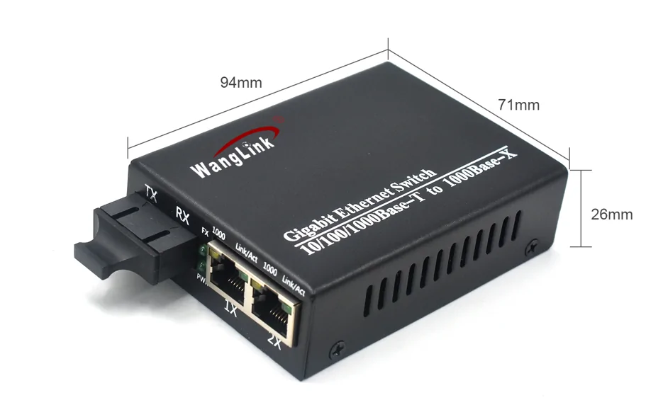 Product size: CG201 | 1 SFP 2 RJ45/SC/LC/FC/ST gigabit-ethernet-Medien-Konverter
