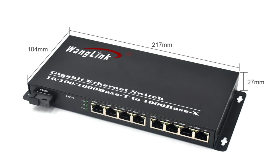 Product size: CG801 | 8-Port RJ45 1 SFP/SC/LC/FC/ST 10 100 1000-Medien-Konverter