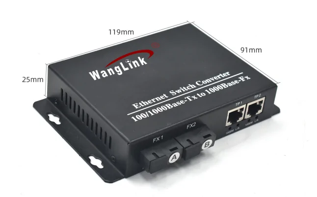 Product size: CG202 | 1 GB media converter 2 Port RJ45 2 SFP – /SC/LC/FC/ST