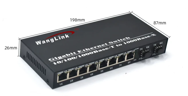Product size: CG802 | 2 SFP/SC/LC/FC/ST Gigabit single Modus single fiber media-Konverter RJ45-8