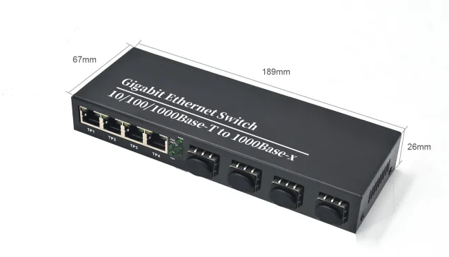 Product size: CG404 | Gigabit media Konverter einzigen Modus fiber 4 Port 4 RJ45