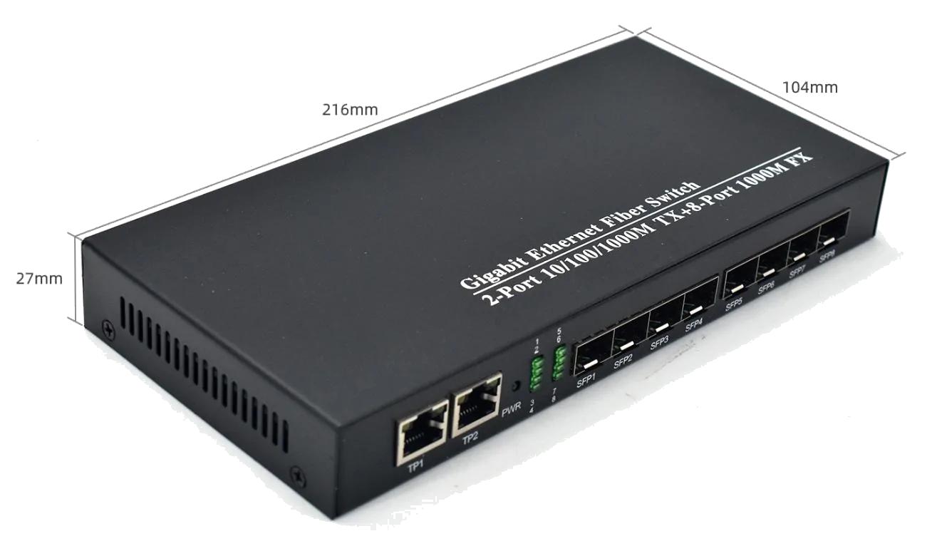 Product size: CG208 | Gigabit Medien Konverter einzigen Modus 8 SFP/SC/LC/FC/ST 2 RJ45
