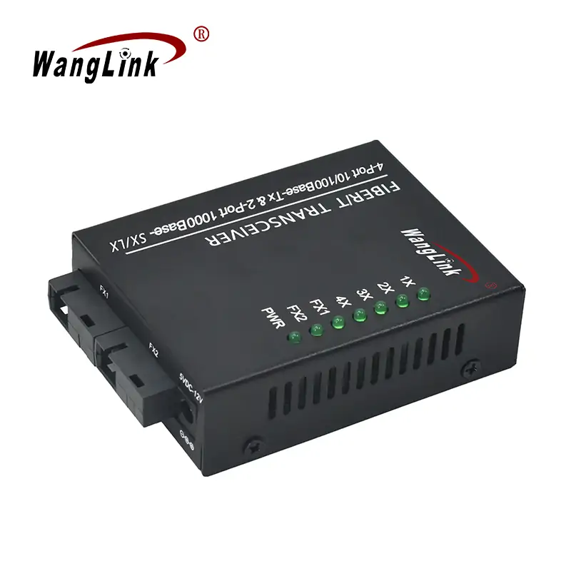 Product gallery: CL402 | 100Tx single mode media converter 4 RJ45 2 SFP – /SC/FC/LC/ST