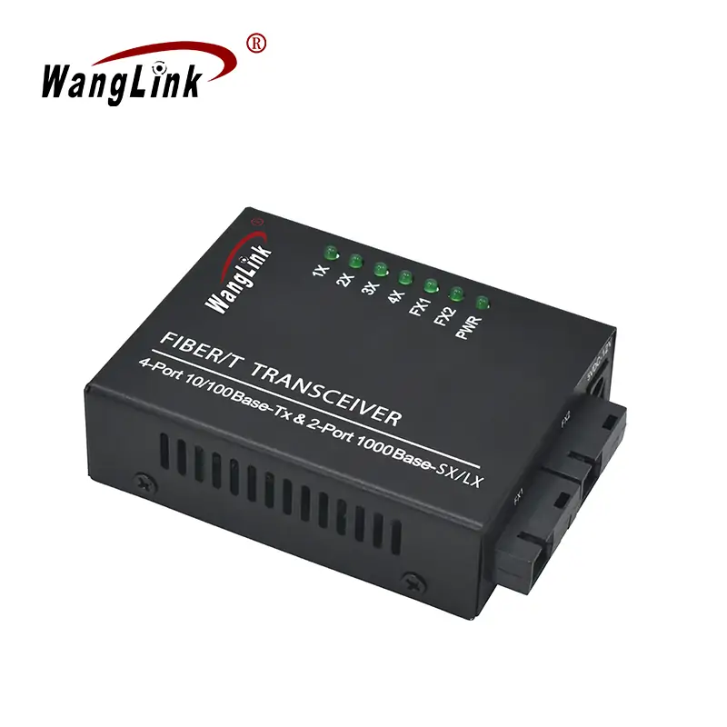 Product gallery: CL402 | 100Tx single mode media converter 4 RJ45 2 SFP – /SC/FC/LC/ST