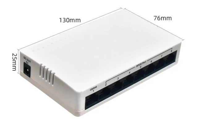 Product size: SF08RP-1S | Fast ethernet umkehren poe Schalter 8-port