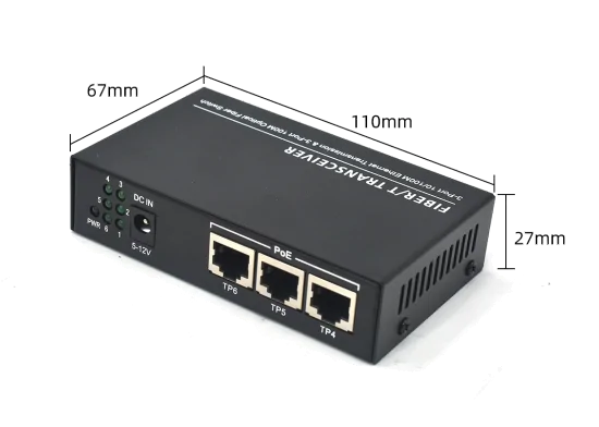 Product size: SF303RP | Fast ethernet 3 Port passive poe Schalter 3 SFP/SC/LC/FC/ST