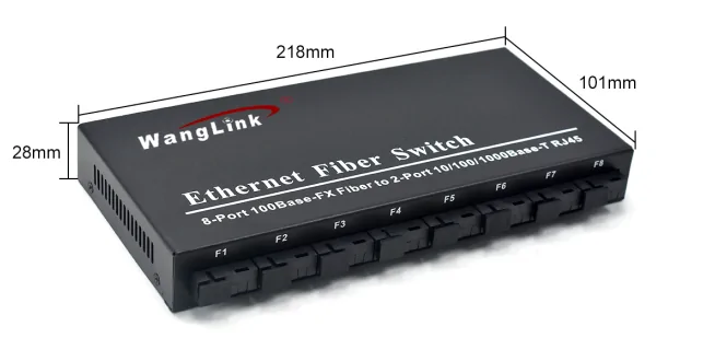 Product size: SF208RP | Fast-ethernet 2-Port umkehren poe Schalter 8 SFP/SC/LC/FC/ST