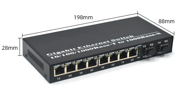 Product size: SG802RP | Gigabit 8 Port passive poe Schalter 2 SFP/SC/LC/FC/ST