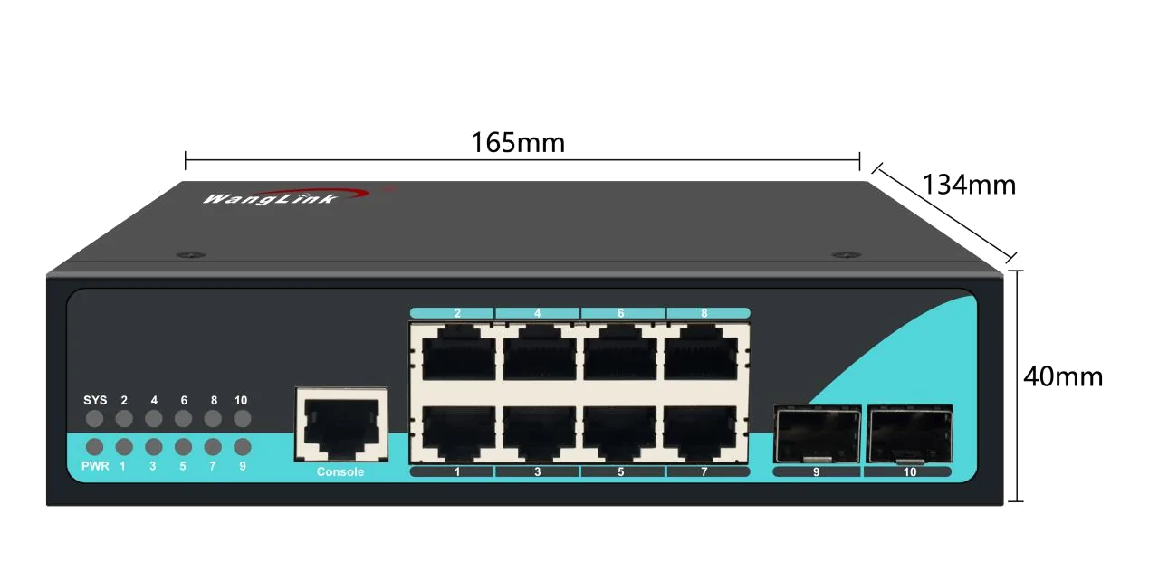 Product size: ISG802M | Industrial Gigabit 8-port managed ethernet-switch 2 SFP